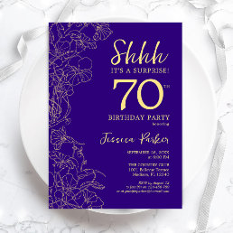 Purple Gold Surprise 70th Birthday Invitation