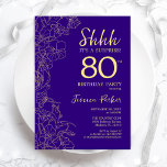Purple Gold Surprise 80th Birthday Invitation<br><div class="desc">Purple Gold Surprise 80th Birthday Invitation. Minimalist modern feminine design features botanical accents and typography script font. Simple floral invite card perfect for a stylish female surprise bday celebration.</div>