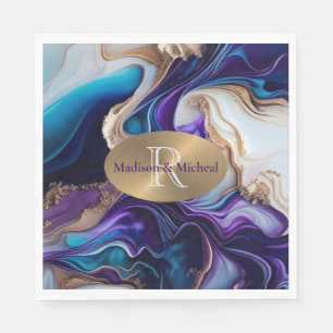 Purple, Gold, Teal Elegant Wedding Napkins