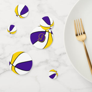 purple gold team colors basketball party confetti