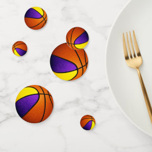 purple gold team colors basketball party confetti