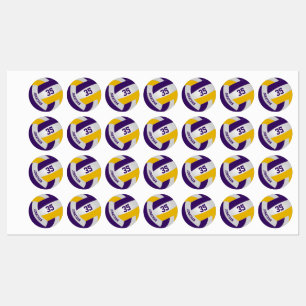 purple gold team colors boys girls volleyball labels