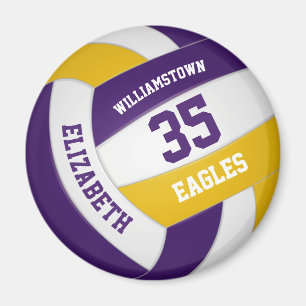 purple gold team colors boys girls volleyball magnet