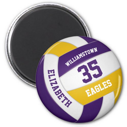 purple gold team colors boys girls volleyball magnet