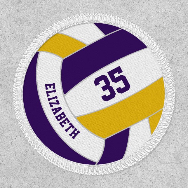 purple gold team colors boys girls volleyball patch (Front)