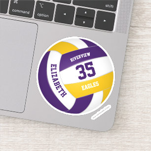 purple gold team colors girls boys volleyball sticker