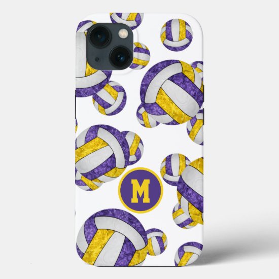 purple gold team colors girls volleyball gifts iPhone 13 case