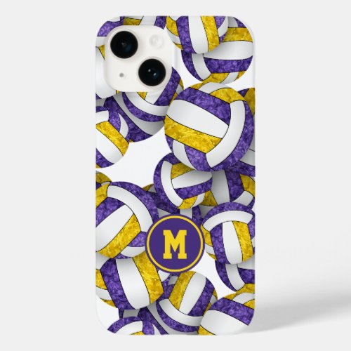 Purple gold team colors girly volleyballs Case_Mate iPhone 14 case