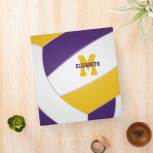 purple gold team colors kids sports volleyball 3 ring binder