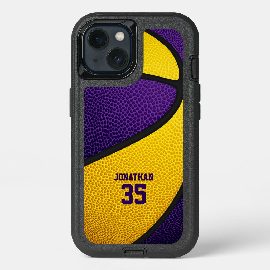 purple gold team colors personalized basketball iPhone case