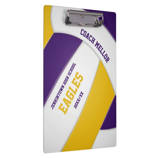 purple gold team colors volleyball coach clipboard
