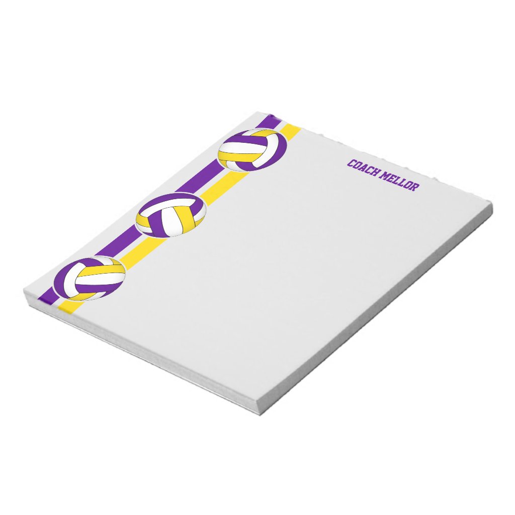 purple gold team colors volleyball coach custom notepad