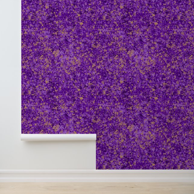 Purple Gold Texture Granite Sparkle Pattern Girls Wallpaper (Application)