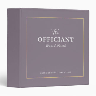 Purple Gold The Officiant Personalized Wedding 3 Ring Binder