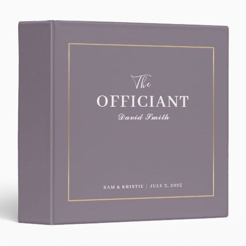 Purple Gold The Officiant Personalized Wedding 3 Ring Binder