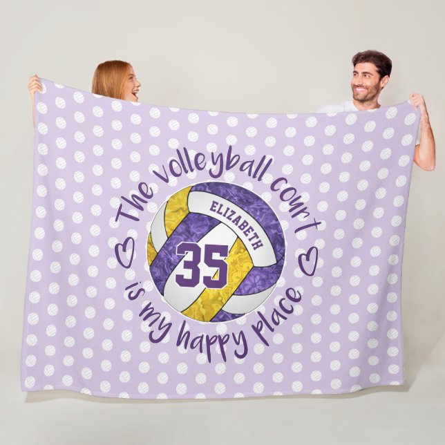 purple gold The volleyball court is my happy place Fleece Blanket (In Situ)