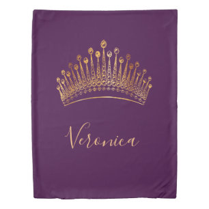 Purple gold tiara crown name elegant duvet cover