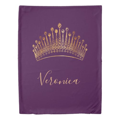 Purple gold tiara crown name elegant duvet cover