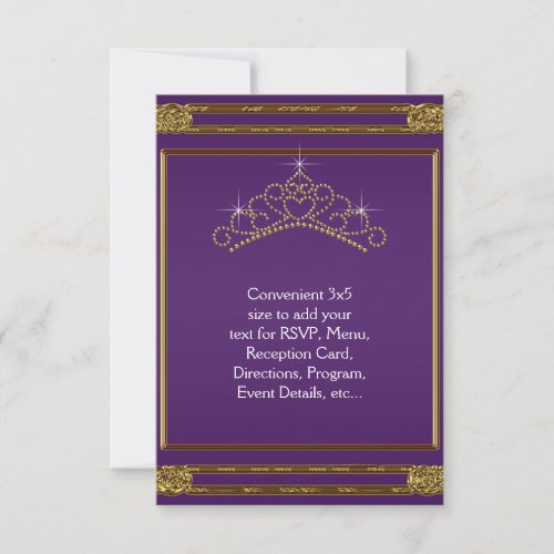 Purple Gold Tiara RSVP All Purpose Custom Invitations
