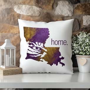 Purple Gold Tiger Eye Louisiana State Throw Pillow