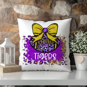 Purple Gold Tiger Football Louisiana Throw Pillow