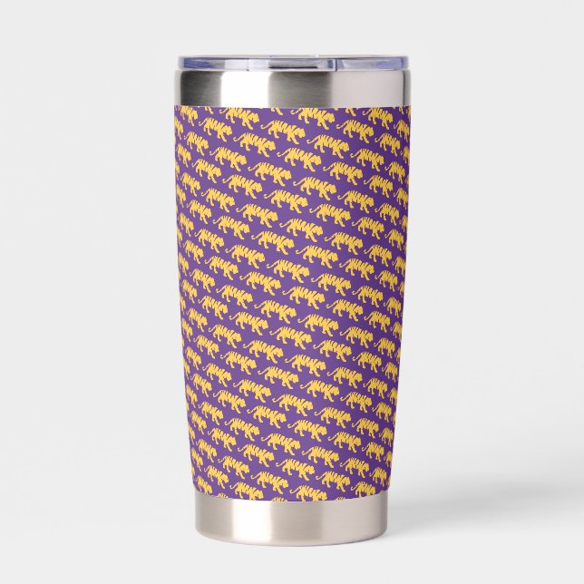 Purple & Gold Tiger Print Stainless Steel Tumbler  (Front)