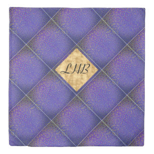 Purple Gold Trellis Pattern Initials Duvet Cover