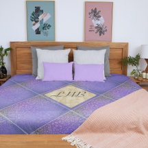 Purple Gold Trellis Pattern Initials