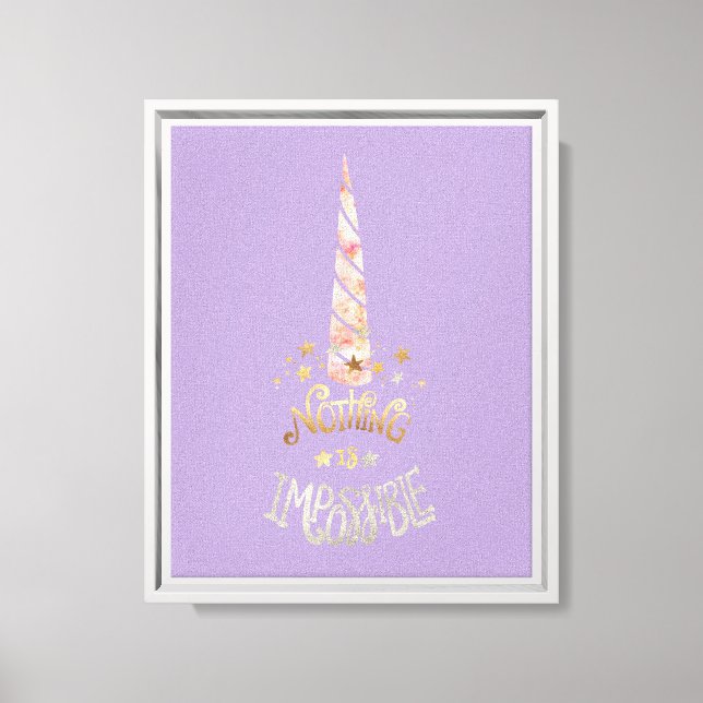 Purple Gold Unicorn Inspirational quote Canvas Print (Front)