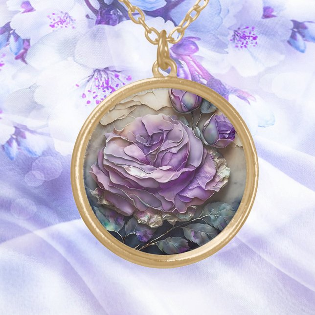 Purple Gold Veined Rose  Gold Plated Necklace (Creator Uploaded)
