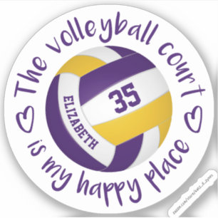 purple gold volleyball court my happy place sticker