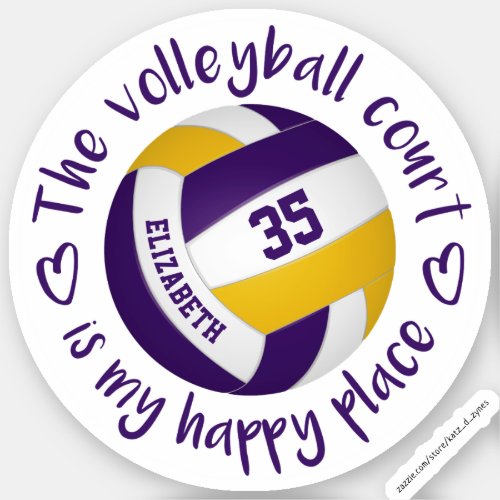 purple gold volleyball court my happy place sticker