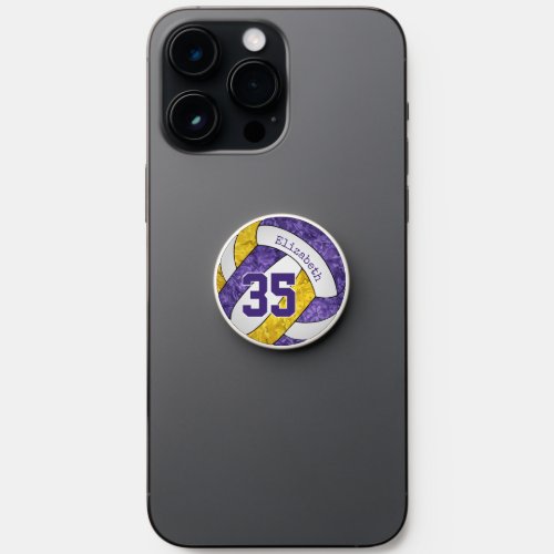 purple gold volleyball girls sports team colors PopSocket