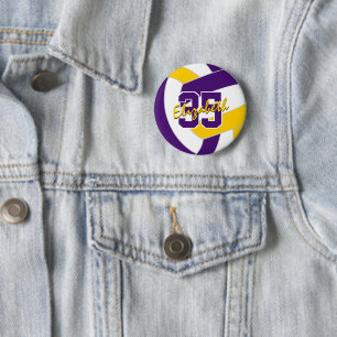 purple gold volleyball team colors button