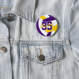 purple gold volleyball team colors button