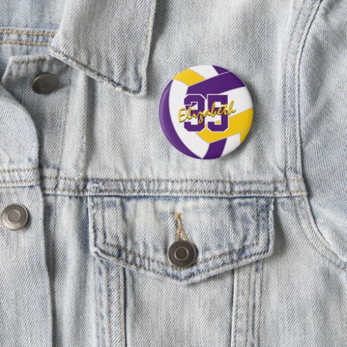 purple gold volleyball team colors button