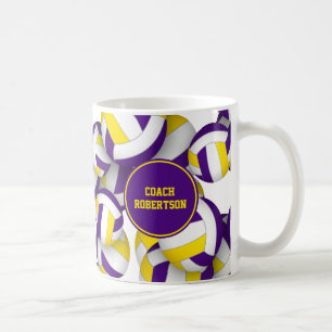 purple gold volleyball team colors coach gift coffee mug