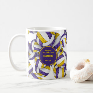 purple gold volleyball team colors coach name coffee mug
