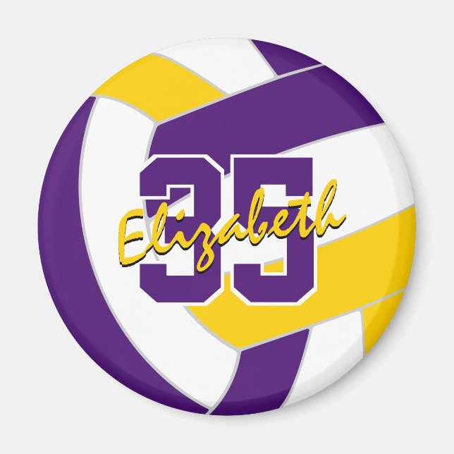 purple gold volleyball team colors gifts magnet (Front)