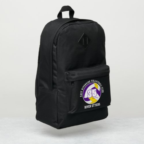 purple gold volleyball team colors player name port authority backpack