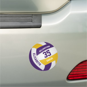 purple gold volleyball team pride school locker or car magnet