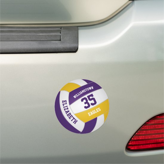 purple gold volleyball team pride school locker or car magnet
