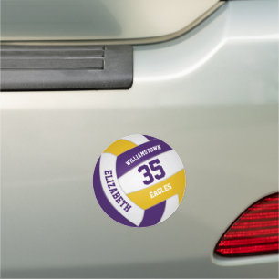 purple gold volleyball team pride school locker or car magnet