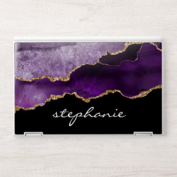 Purple Gold Watercolor Agate Personalized HP Laptop Skin