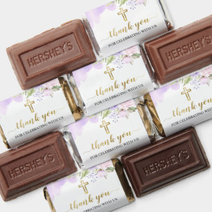 Purple Gold Watercolor Floral First Holy Communion Hershey's Miniatures