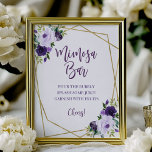 Purple Gold Watercolor Floral Mimosa Bar Sign<br><div class="desc">This elegant bridal shower suite features a burgundy and blush bouquet set within a modern gold geometric frame. This suite includes enclosure cards, signs, and personalized party supplies like napkins. If you need assistance with personalization, including color or wording changes, or if you notice a missing item, please don't hesitate...</div>