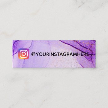 Purple Gold Watercolor Social Media Instagram Mini Business Card by TwoTravelledTeens at Zazzle