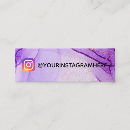 Purple Gold Watercolor Social Media Instagram Mini Business Card