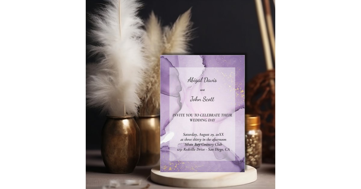 Purple gold wedding invitation | Zazzle