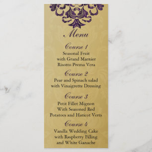 purple gold Wedding menu